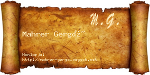Mahrer Gergő névjegykártya